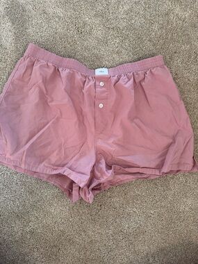 Aritzia TNA Rose Pink Elastic-Waist Button-Front Lounge Shorts